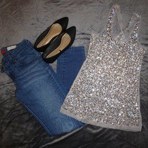 Silver Sequin Tank Top